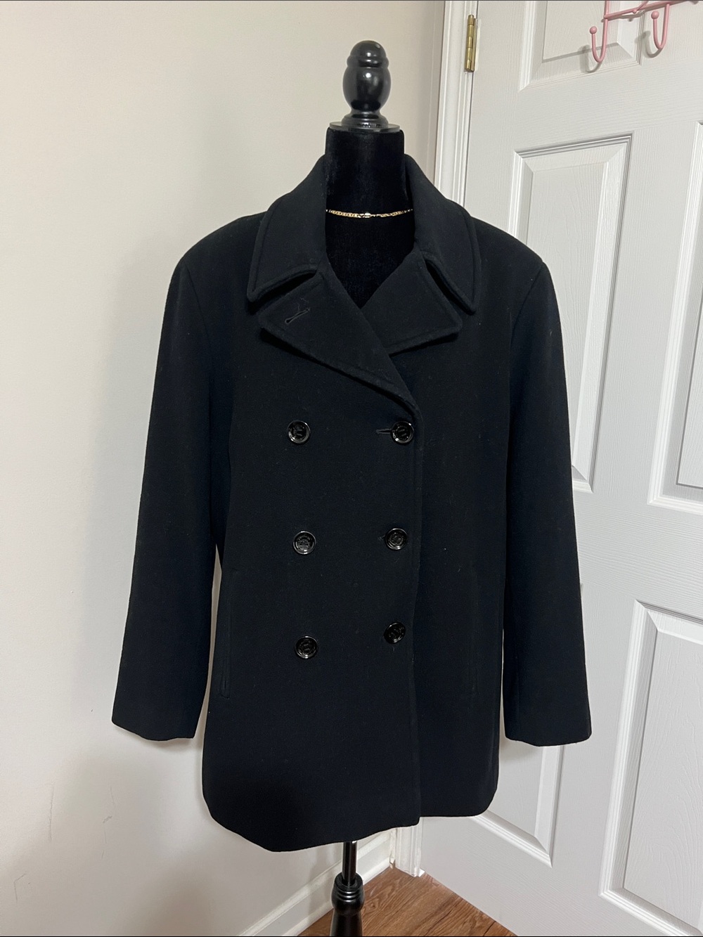 Calvin Klein Women's Black Double-Breasted Peacoat